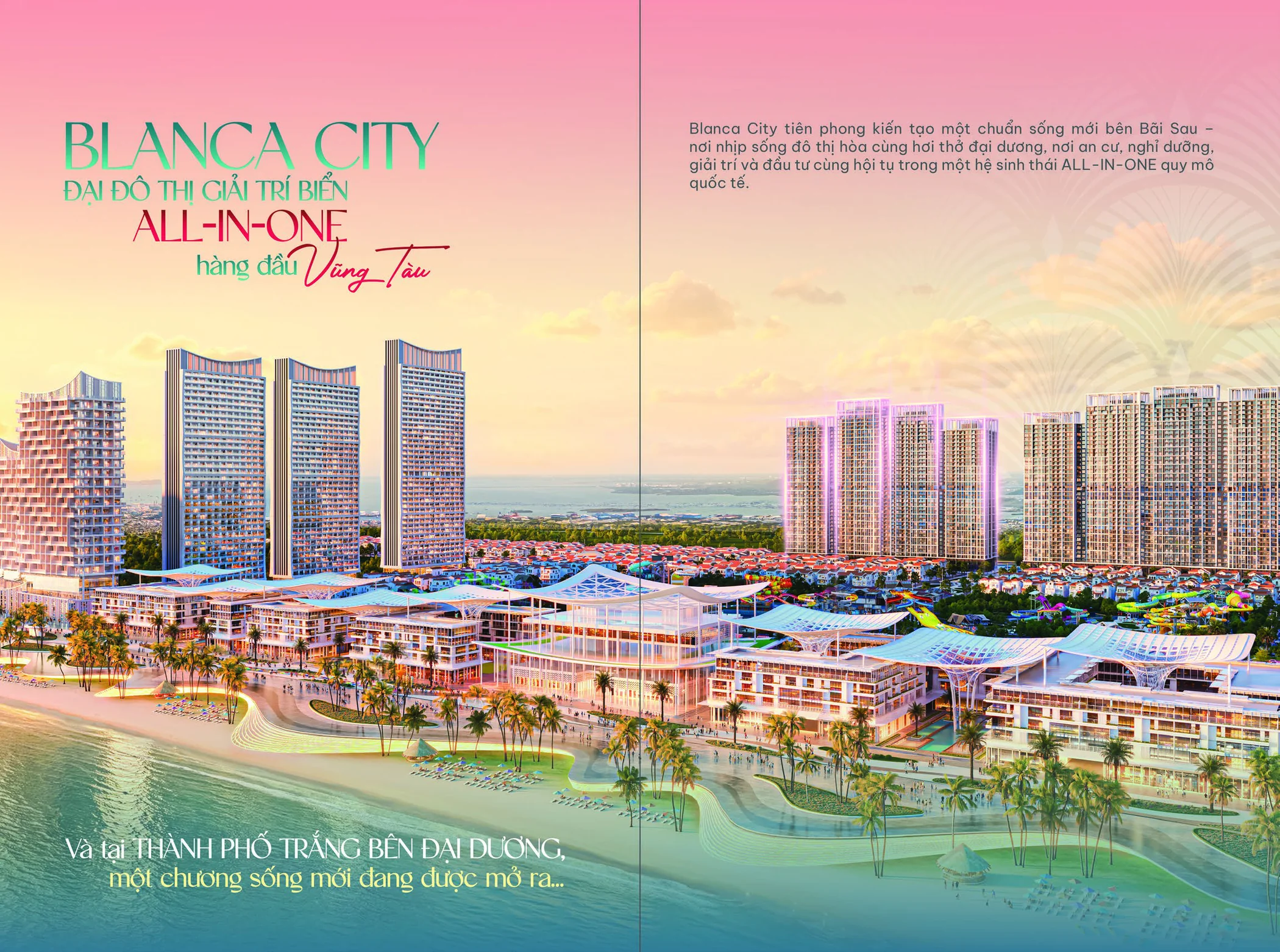 Phối cảnh tổng thể Blanca City trong brochure BeachTro Tower, trang 3