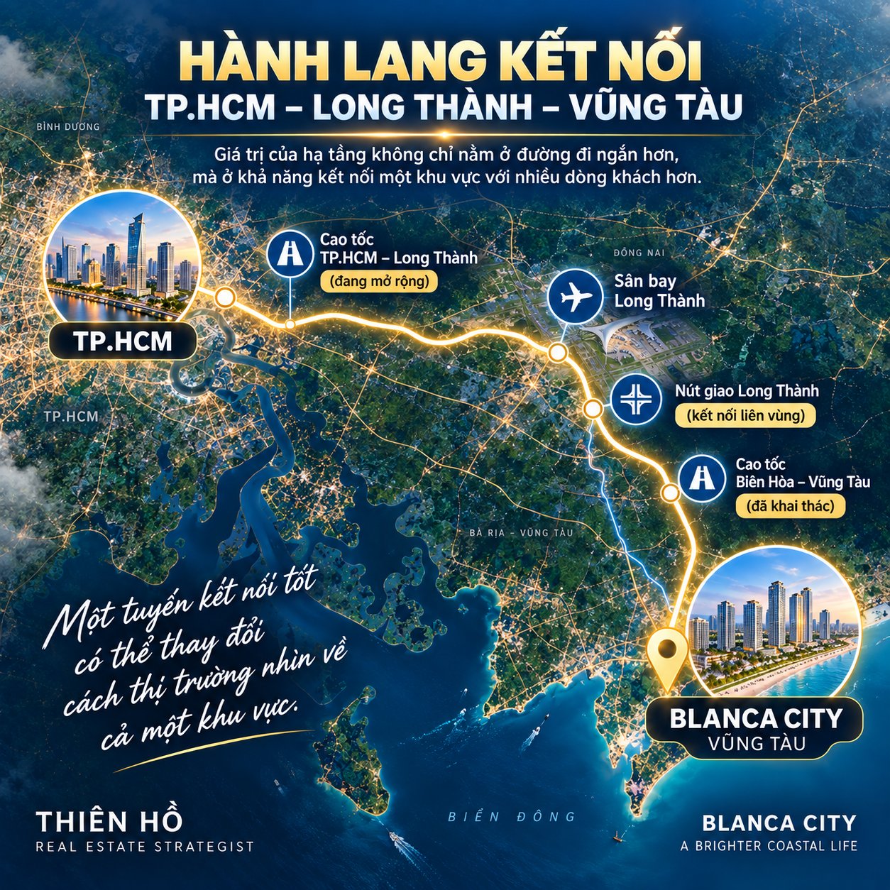 Bản đồ hành lang kết nối TP.HCM – Long Thành – Vũng Tàu với các tuyến cao tốc và sân bay Long Thành