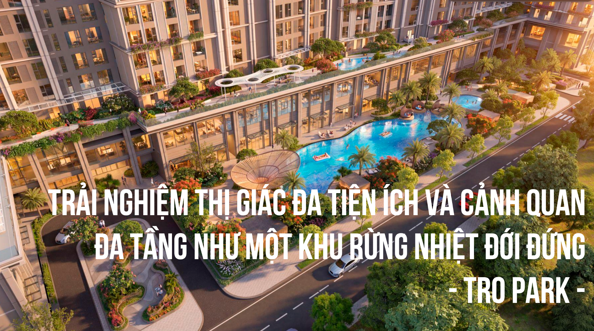 Phối cảnh tiện ích Tro Park trong khối đế cao tầng — Phối cảnh minh họa