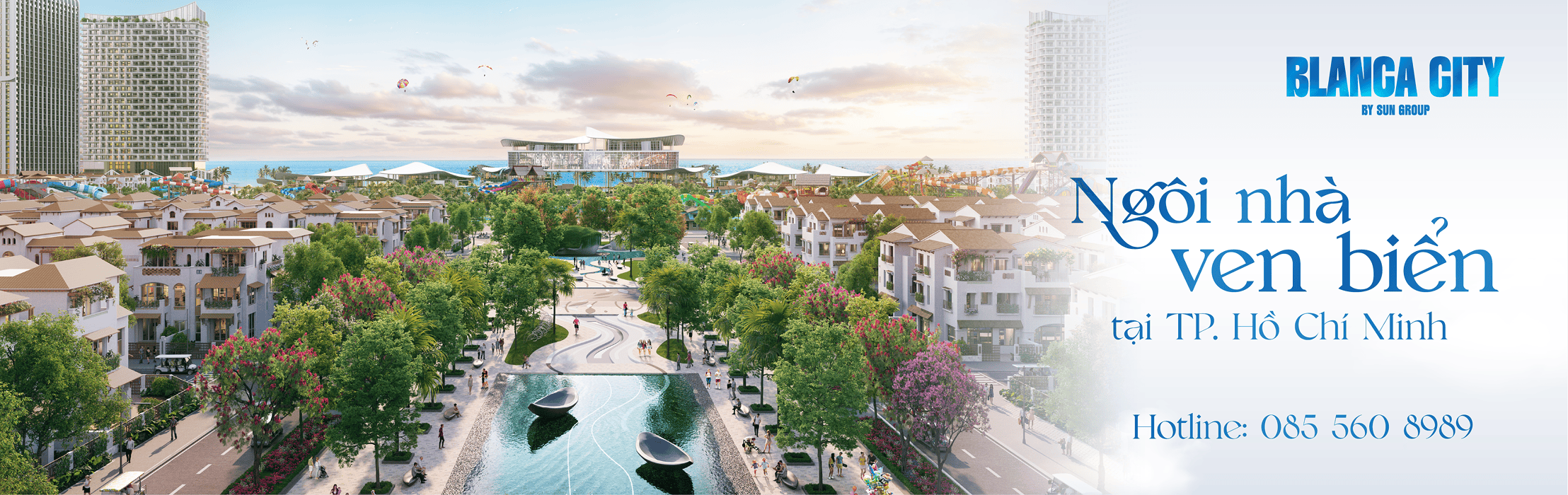 Phối cảnh cụm tháp Blanca City góc nhìn từ biển